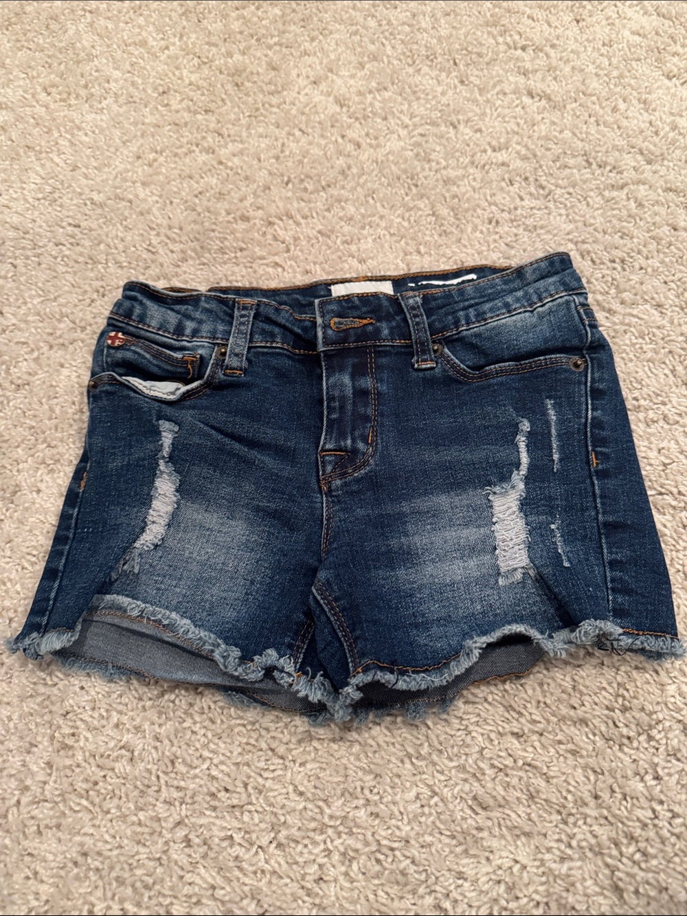 Hudson Jeans Dark Blue Distressed Frayed Hem Denim Shorts